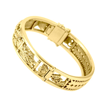 Seven Archangels Solid Yellow Gold Bangle GBA154